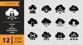 A collection of editable solid icons representing cloud computing and virtual networking concepts Royalty Free Stock Photo