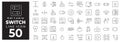Editable switch line icons set 50 outline symbols for user interface design Royalty Free Stock Photo