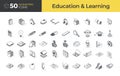 50 Education & Learning Isometric Icons Set Royalty Free Stock Photo