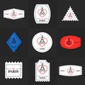 Collection of Eiffel Tower postage stamp Royalty Free Stock Photo