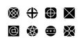 Set of Eight Black and White Abstract Geometric and Mystical Symbol Icons for Design Royalty Free Stock Photo
