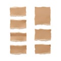 A collection of eight pieces of brown paper with uneven, torn edges Royalty Free Stock Photo