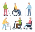 Collection of elderly disabled people.