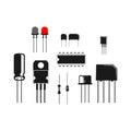 Collection of Electric Electronic Component Parts Icon Illustration