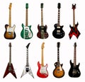 Collection of electric guitars Royalty Free Stock Photo