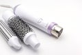 Collection electric hair dryer and hair curler in beauty salon, isolate on white background