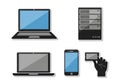 Collection of electronic devices isolated on transparent background Royalty Free Stock Photo