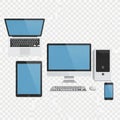 Collection of electronic devices isolated on white background isolated on white background Royalty Free Stock Photo