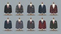 Collection of Elegant Men\'s Blazers on Display With Various Patterns and Colors Royalty Free Stock Photo