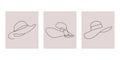 Collection of elegant women Hats in one continuous line drawing style Royalty Free Stock Photo