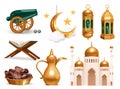 Ramadan Kareen elements in realistic style Royalty Free Stock Photo