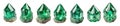 Collection of emerald crystals isolated on transparent background.