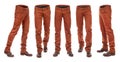 Collection of empty brown jeans