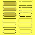 Collection empty web buttons. Yellow buttons for internet, web apps, sites and other. Set of internet templates in yellow color,