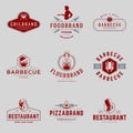 Collection engraved vintage restaurant cafe food shop logo vector premium quality retro design