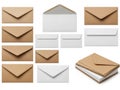 Collection of envelopes isolated on white background Royalty Free Stock Photo
