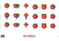 Collection of the Eritrea flag in different shapes and with three different effects
