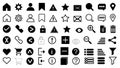 A collection of essential black and white user interface and user experience icons for web and mobile app design Royalty Free Stock Photo