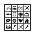 Collection of essential black and white vector icons for web and mobile apps design Royalty Free Stock Photo