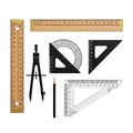 Collection of essential drafting tools for precision measurement Royalty Free Stock Photo