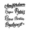 Collection of european capitals Amsterdam, Berlin, Paris, Rome, Prague, Budapest.