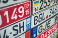 Collection of European license plates from different countries Royalty Free Stock Photo