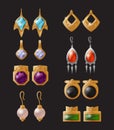Collection of Expensive Earrings Isolated Vector