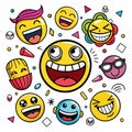 Collection of expressive cartoon emoji faces Royalty Free Stock Photo