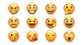 Collection of expressive yellow emoji faces isolated on a clean white background Royalty Free Stock Photo
