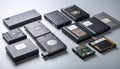 Collection of External Hard Drives for Data Storage and Backup Royalty Free Stock Photo