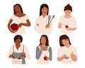 Collection of faceless chef women.