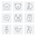 Collection of family icons pictogram illustration Royalty Free Stock Photo