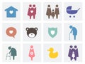 Collection of family icons pictogram illustration Royalty Free Stock Photo
