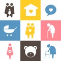 Collection of family icons pictogram illustration Royalty Free Stock Photo