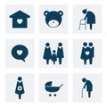 Collection of family icons pictogram illustration Royalty Free Stock Photo