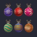 Collection of fancy colorful Christmas baubles