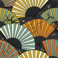 Collection of fans seamless pattern