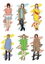 collection of fashion models in different attire. Vector illustration decorative design Royalty Free Stock Photo