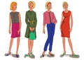 Collection of fashion models. Vector illustration decorative design Royalty Free Stock Photo