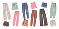 Collection of fashionable women pants set design Royalty Free Stock Photo