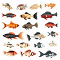 Fish Logos Collection: Set Of Isolated Logos On White Background Royalty Free Stock Photo