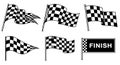 Six distinct black and white checkered finish flags Royalty Free Stock Photo