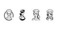 Set of female chef icons in line art style. Vector illustration.