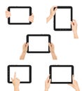 Collection female hands using tablet pc Royalty Free Stock Photo