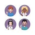 Collection of female and male nurse avatars