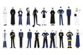 Collection of female and male workers of different professions. Bundle of people of various occupations in suites