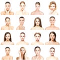 Collage of different portraits of young women in makeup Royalty Free Stock Photo