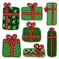 Collection of festive gift boxes tied with a ribbon with a bow Royalty Free Stock Photo