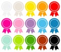 Set Of Fifteen Round Award Badges Filled Graphic Color