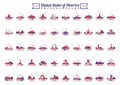 collection of fifty united states and landmarks. Vector illustration decorative design